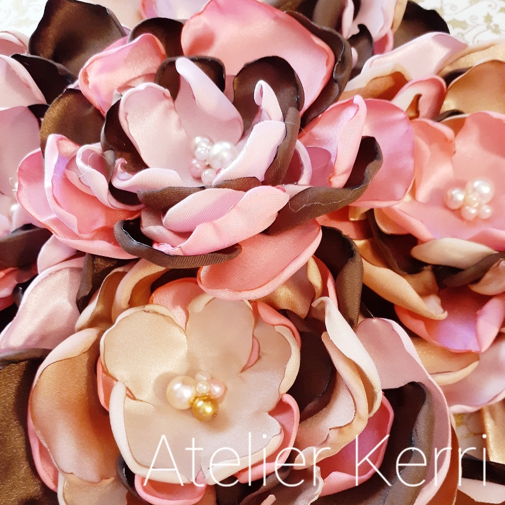 7pc Chocolate Autumn Blush Satin Flower Set - Picture 10 of 10